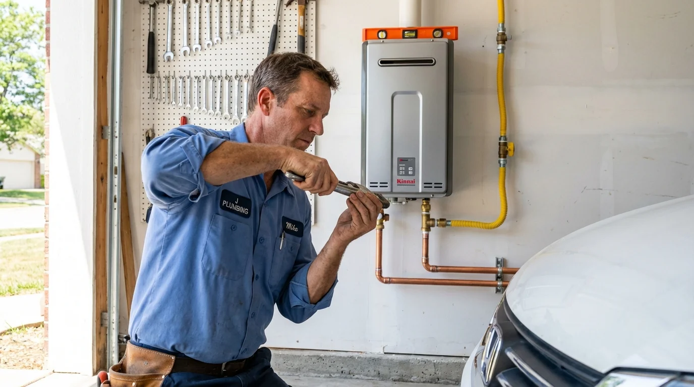 Tankless water heater installation by a Johns Plumbing LLC plumber in Waco
